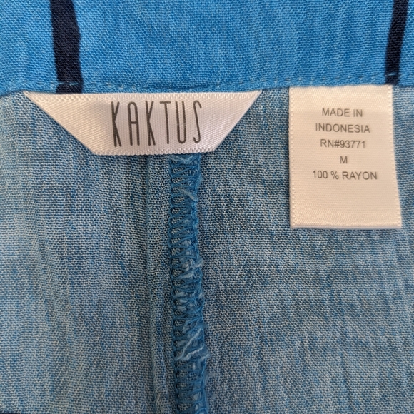 Kaktus Women's Blue Sundress mirror fish print midi rayon Med T-1 - Picture 2 of 10